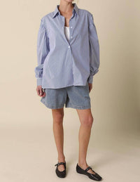 Olivaceous - Eve Striped Puff Sleeve Shirt