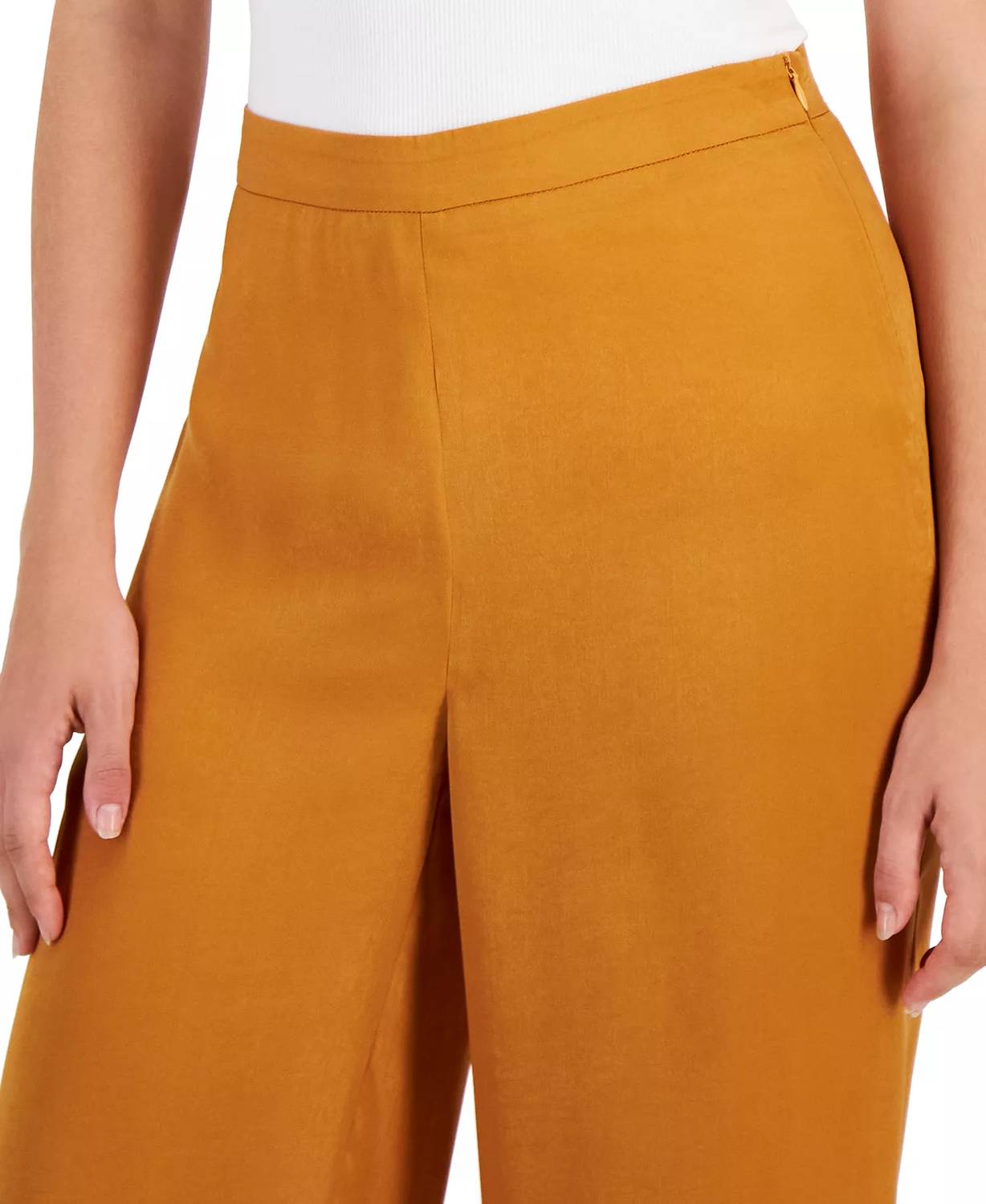 LUCY PARIS Celine Wide-leg Pull-on Satin Pants in caramel - women's pants - view 4
