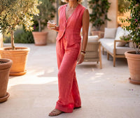 Made in Italy The Euro Linen Set in italy the euro linen set in rosewood - women's sleepwear