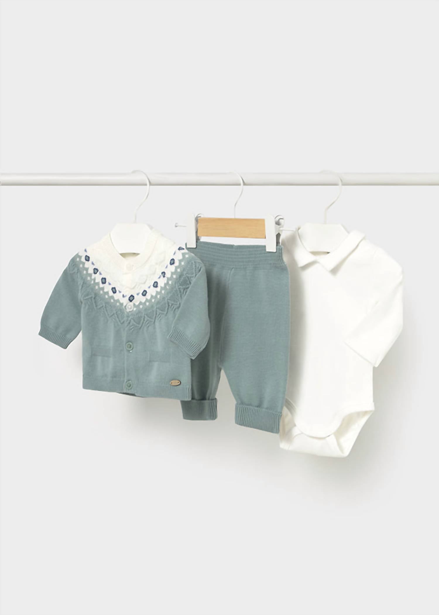Mayoral Baby's Three Piece Trouser Set in rain - item
