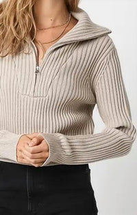 OLIVACEOUS Averie Sweater Top in khaki - women's sweater - detail view