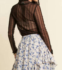 DAVI & DANI Midnight Whimsy Mesh Top in black - women's long sleeve top - alternate view