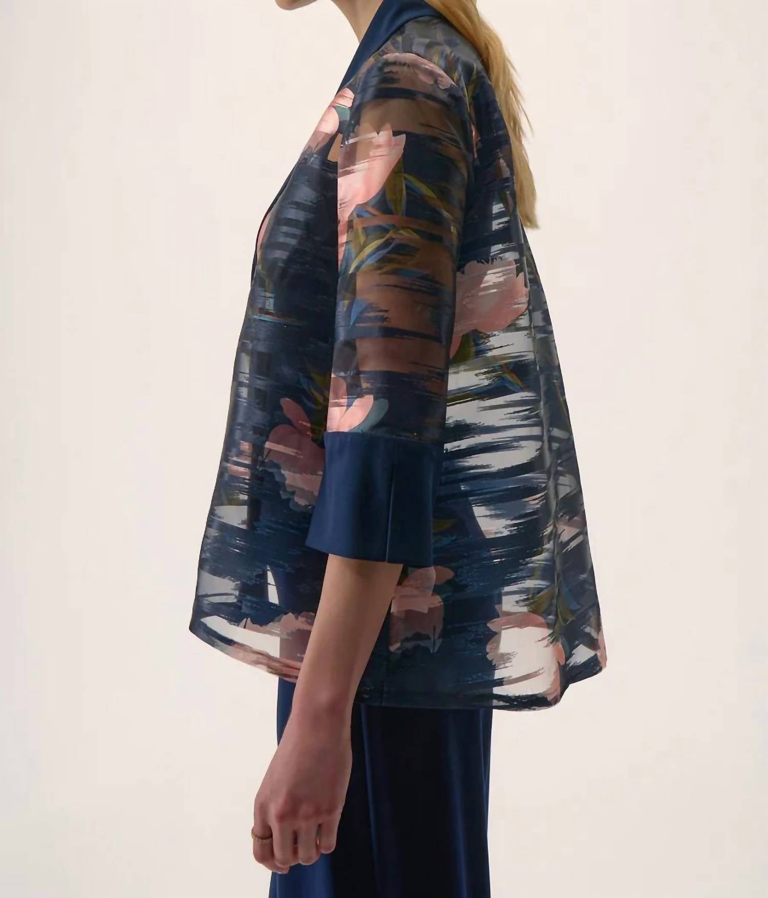 Joseph Ribkoff - Floral Asymmetric Swing Jacket
