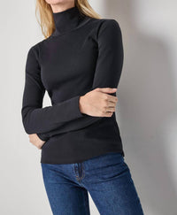 Lilla P Long Sleeve Turtleneck Tee in black 2 - women's long sleeve top
