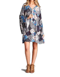 Velzera - Floral Patchwork Print Mini Dress