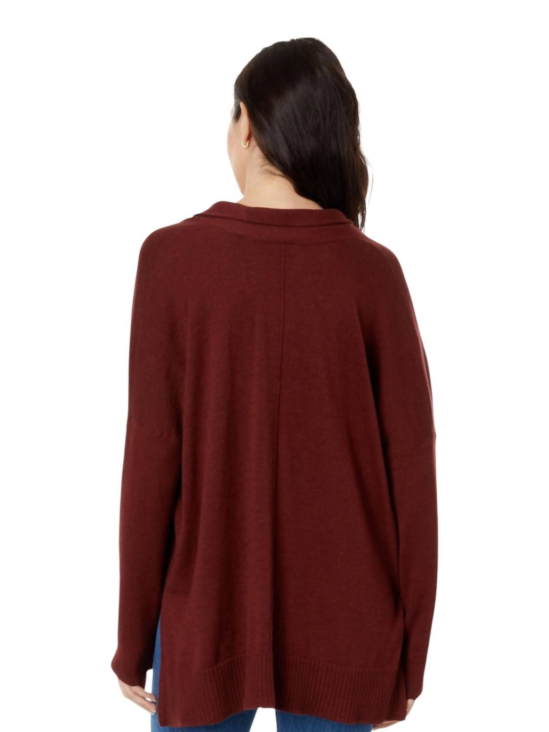 Lilla P - Cotton Blend Oversized Shawl Collar Sweater