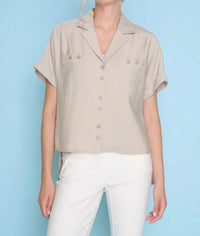 Picadilly - Button Front Blouse with Pockets
