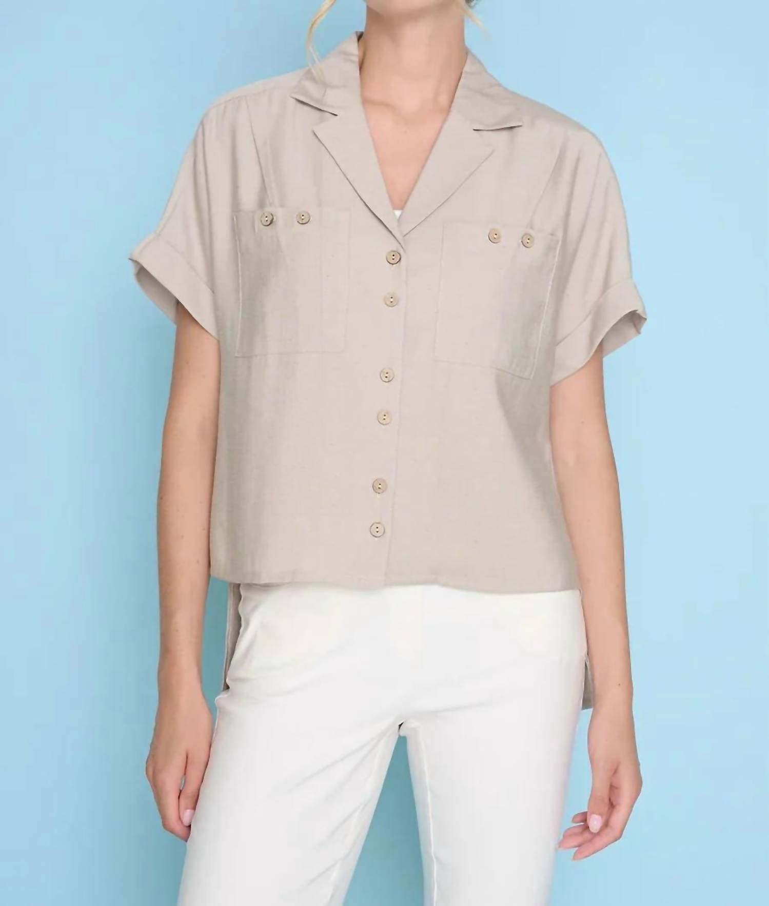 Picadilly - Button Front Blouse with Pockets