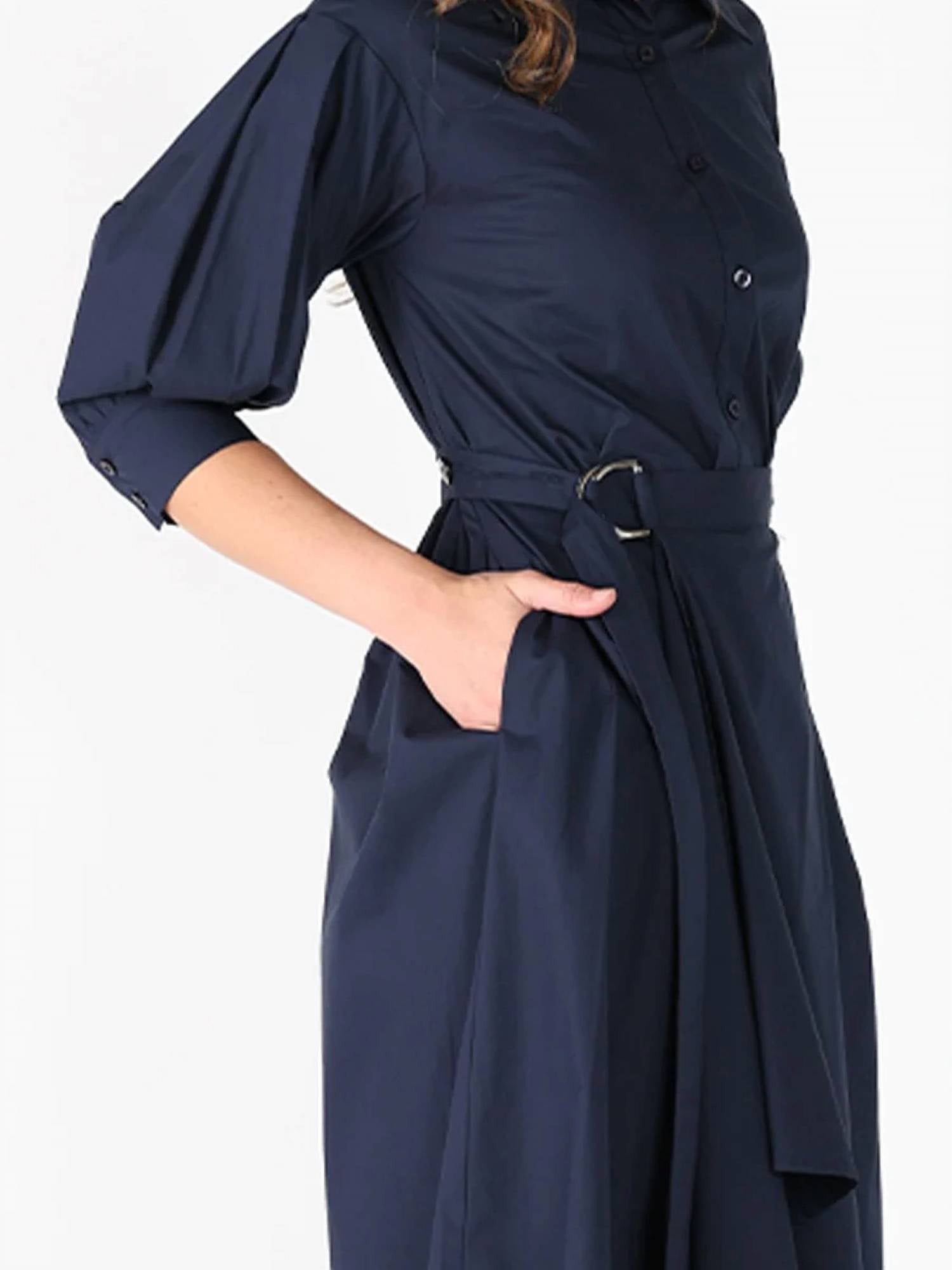 Gracia - Bottom Wrap Shirt Collared Dress