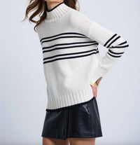 LISA TODD Highline Stripe Sweater in white - women's sweater - detail view