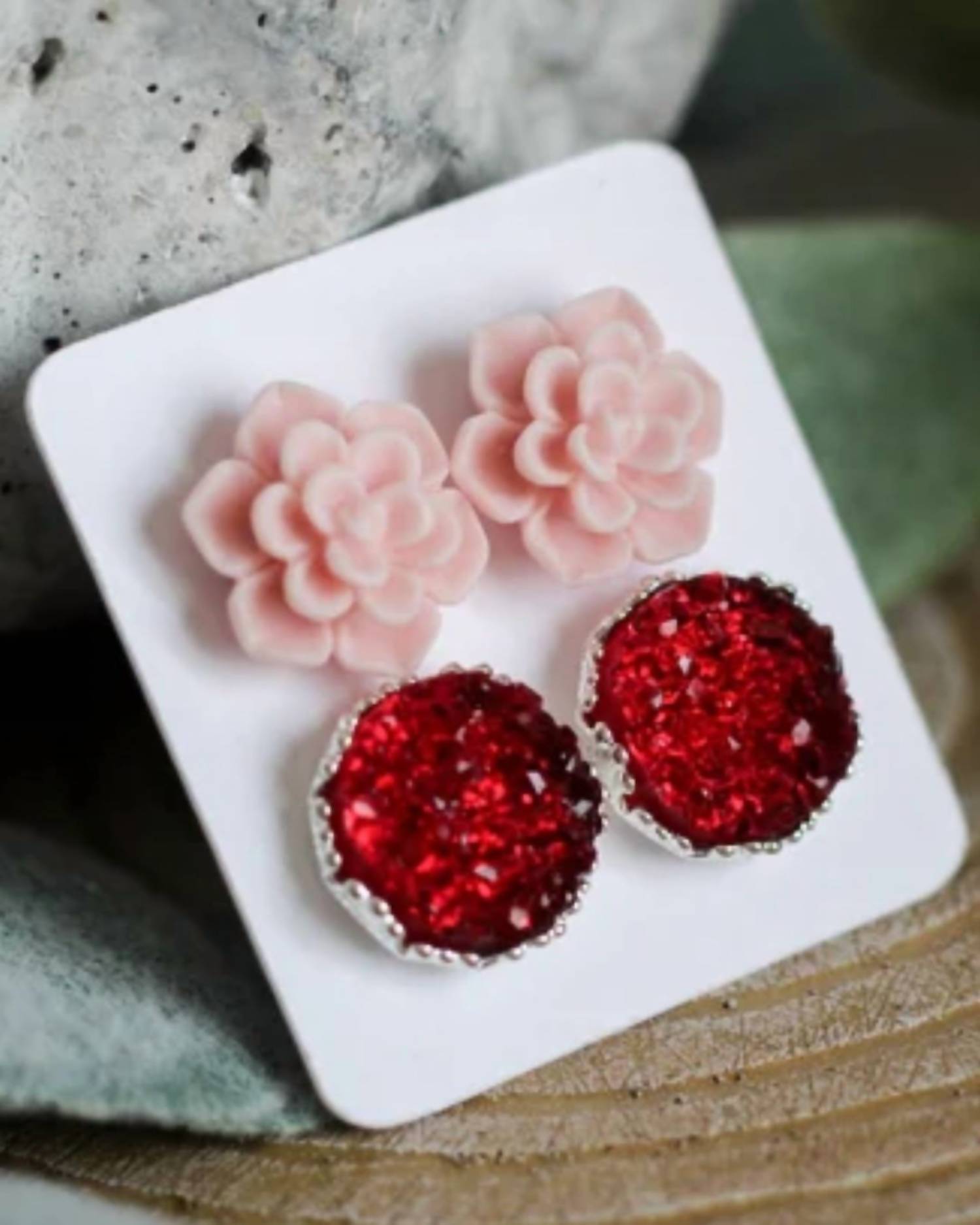 Urban Gemms - Women's Succulent Druzy Earring Set