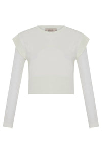 Theo The Label - Women's Nomia Sheer Sleeve Crew Neck Sweater
