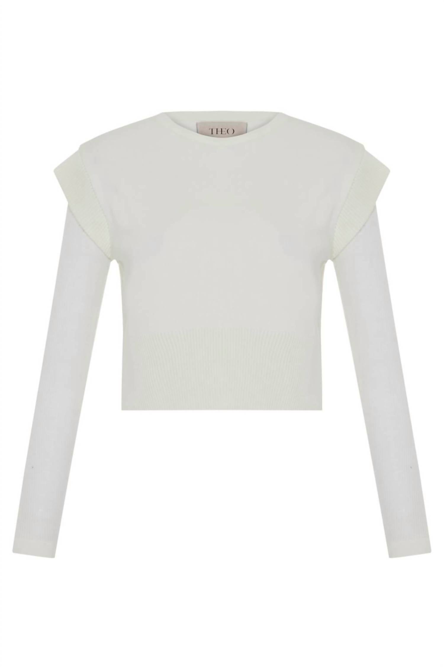 Theo The Label - Women's Nomia Sheer Sleeve Crew Neck Sweater