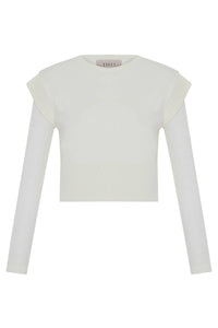 Theo The Label - Nomia Sheer Sleeve Crew Neck Sweater