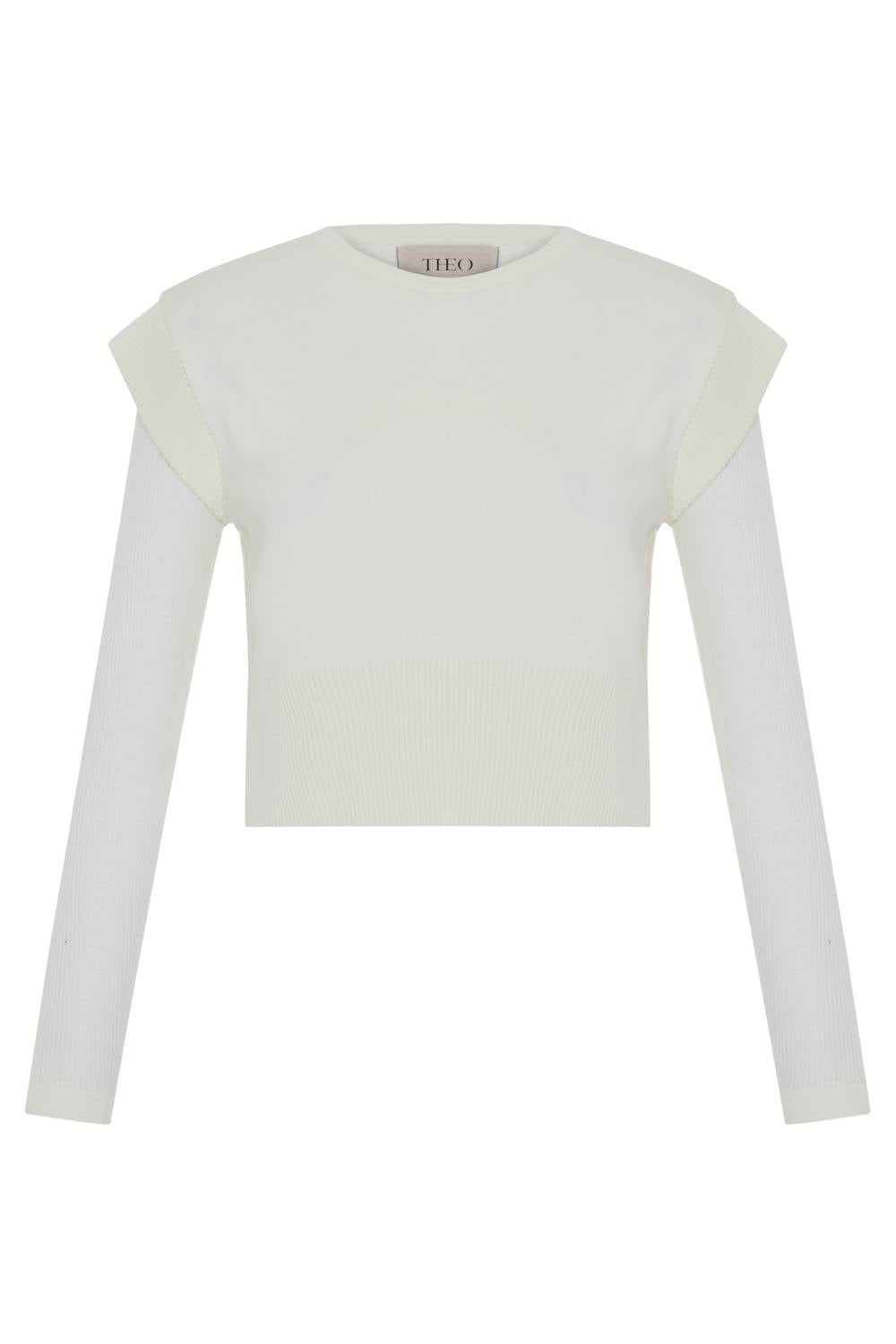 Theo The Label - Nomia Sheer Sleeve Crew Neck Sweater