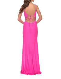 La Femme - Side-slit Backless Long Dress