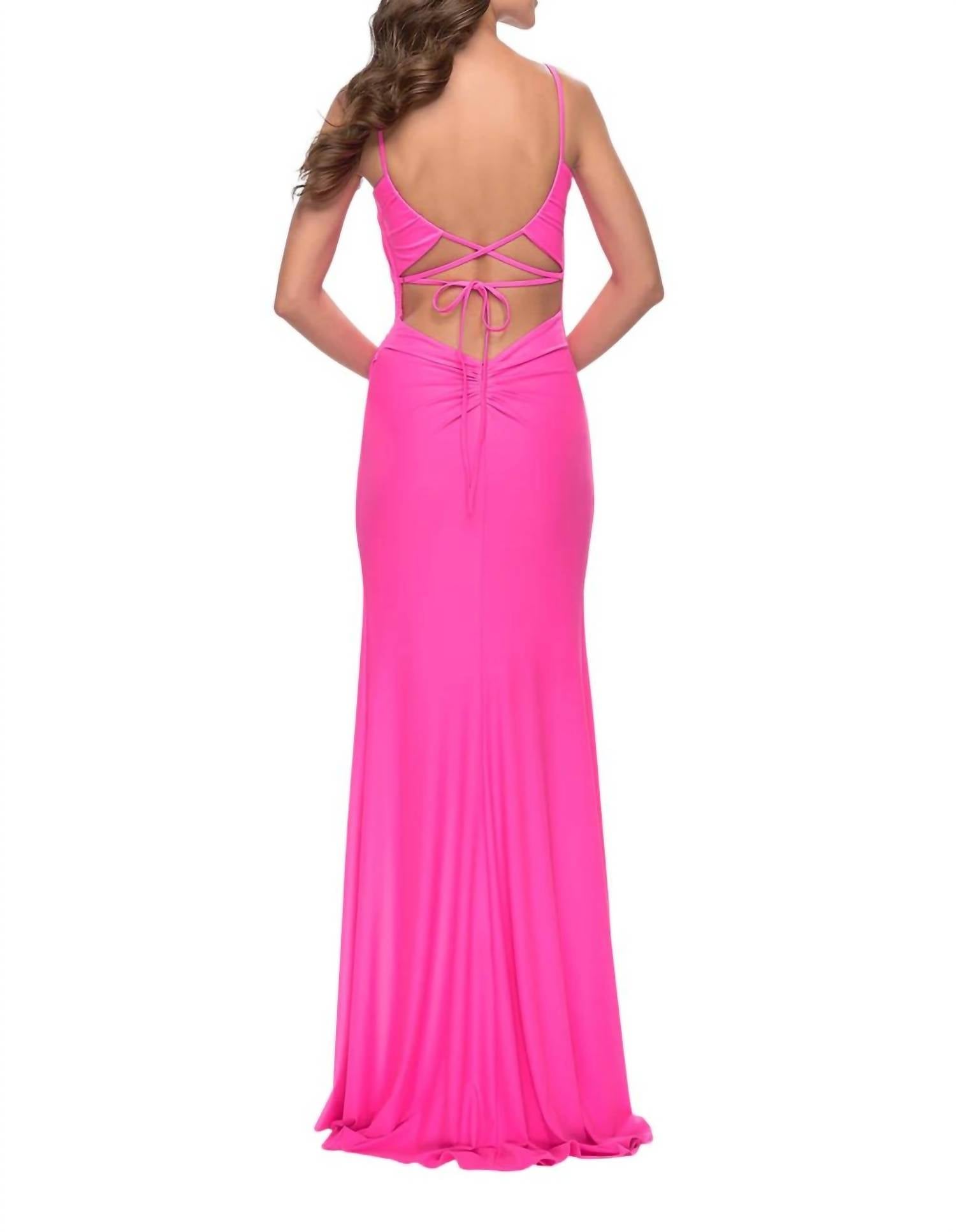 La Femme - Side-slit Backless Long Dress