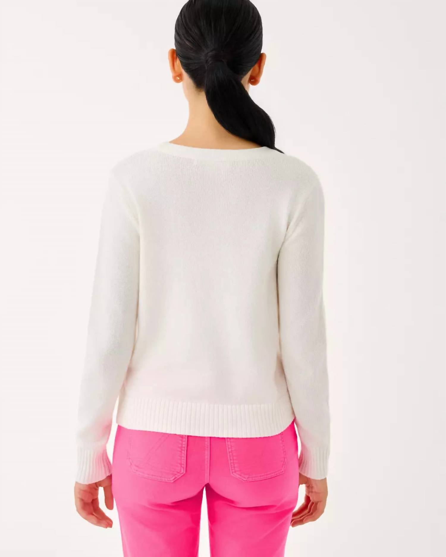 Lilly Pulitzer Tippery Cardigan in coconut valentines day embroidery - women's cardigan - alternate view