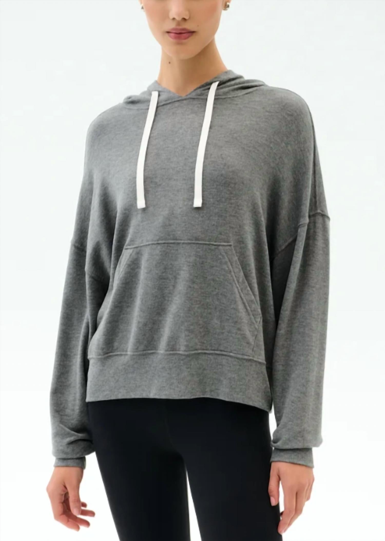 SPLITS59 Joey Long Sleeve Hoodie in gray - women's top