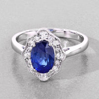 Diana M Jewels Women's Oval Natural Sapphire Fashion Ring (2.27 Ct) - Classic Plus in 18k white gold - women's jewelry - detail view