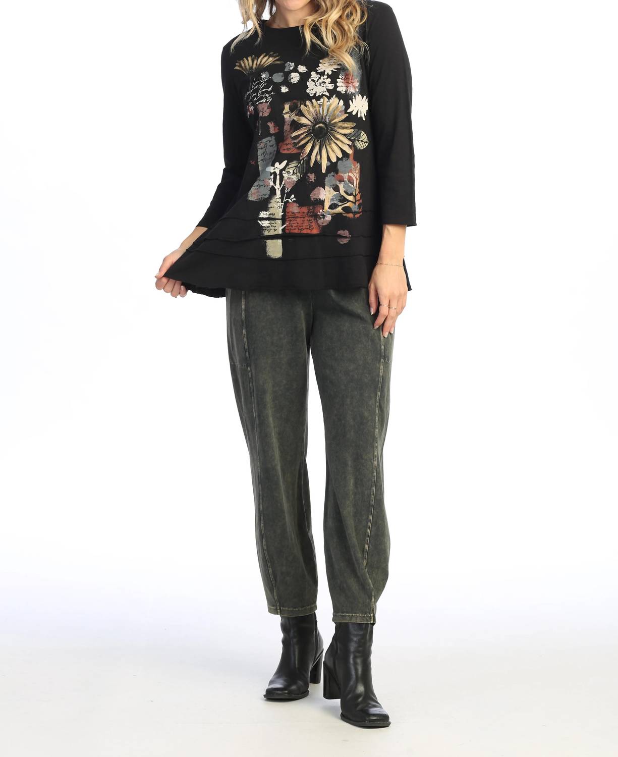 Jess & Jane - Golden Mineral Washed Cotton Layered Top