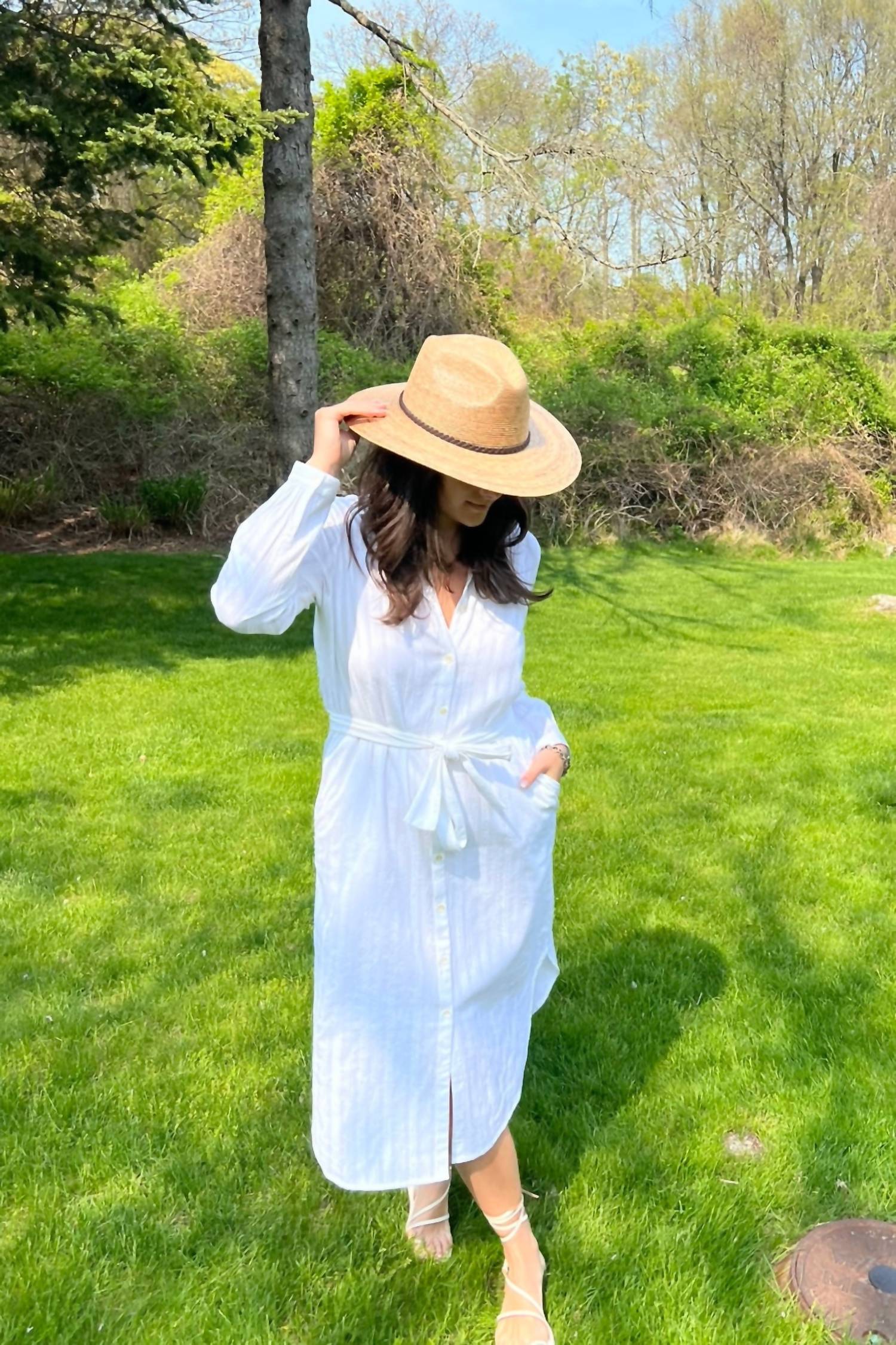 NIBI MTK Nico Midi Shirt Dress in white dobby - women's dress - alternate view