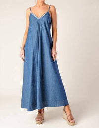 Flying Tomato - Washed Denim Midi Dress