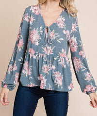 Emerald Collection - Floral Babydoll Top - Plus
