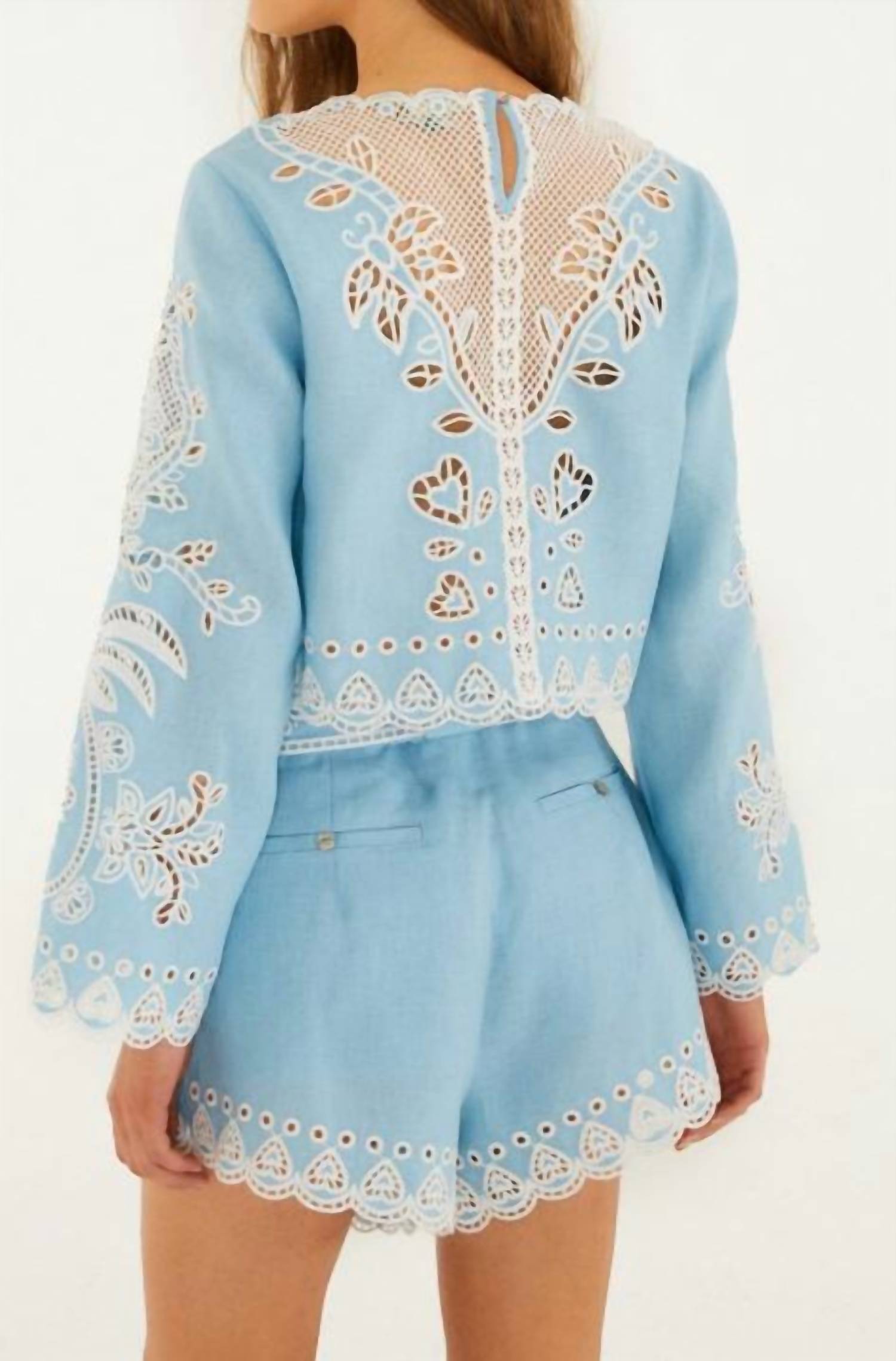 Farm Rio - Romantic Richelieu Euroflax™ Premium Linen Blouse