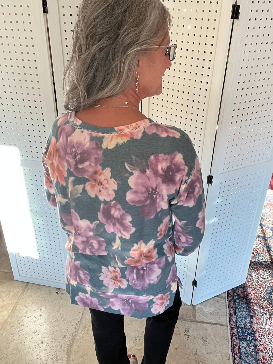 Sew In Love - Scattered Blooms Hi-Lo Crew Neck Top
