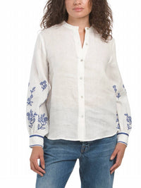 Elie Tahari - Embroidered Button Down Shirt