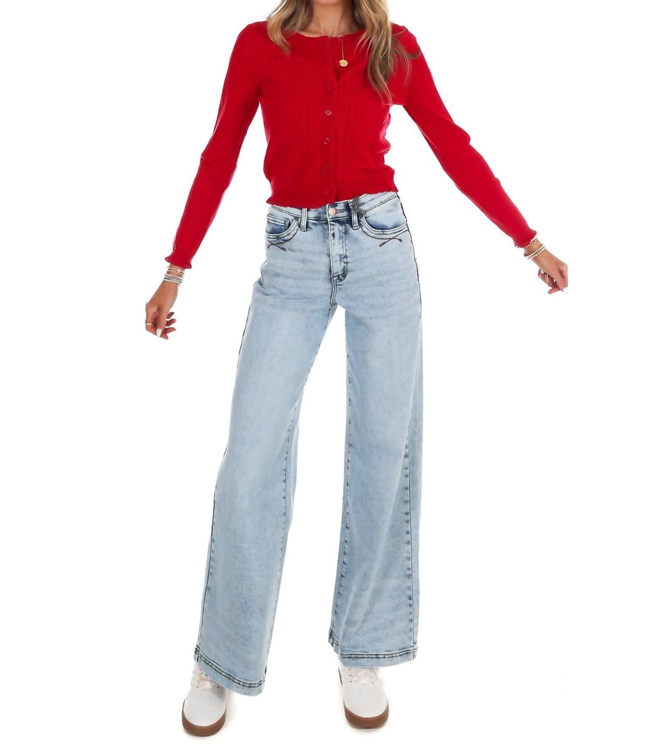 LE LIS Loving You Cardigan in ruby red - women's cardigan - view 5