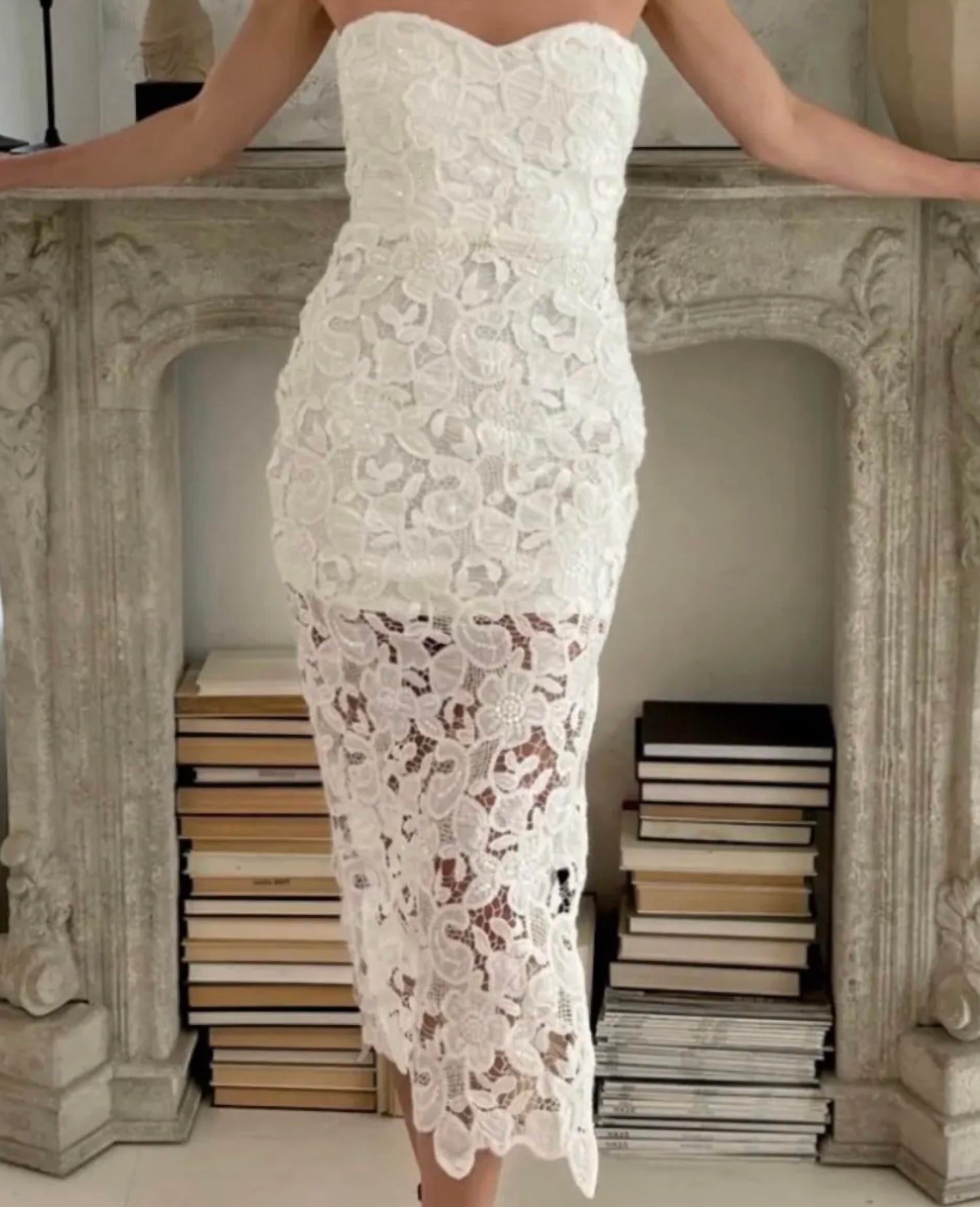 Lena - Floral Lace Tube Dress