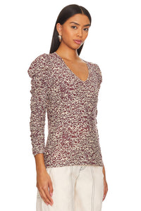 Nation Ltd - Renee Shirred Sleeve V-neck Top