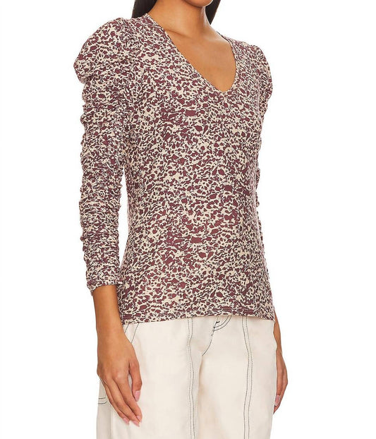 Nation Ltd - Renee Shirred Sleeve V-neck Top