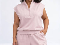 RAE MODE Alisha Luxe Quarter Zip Sweater Tank in mauve - women's sweater - view 4