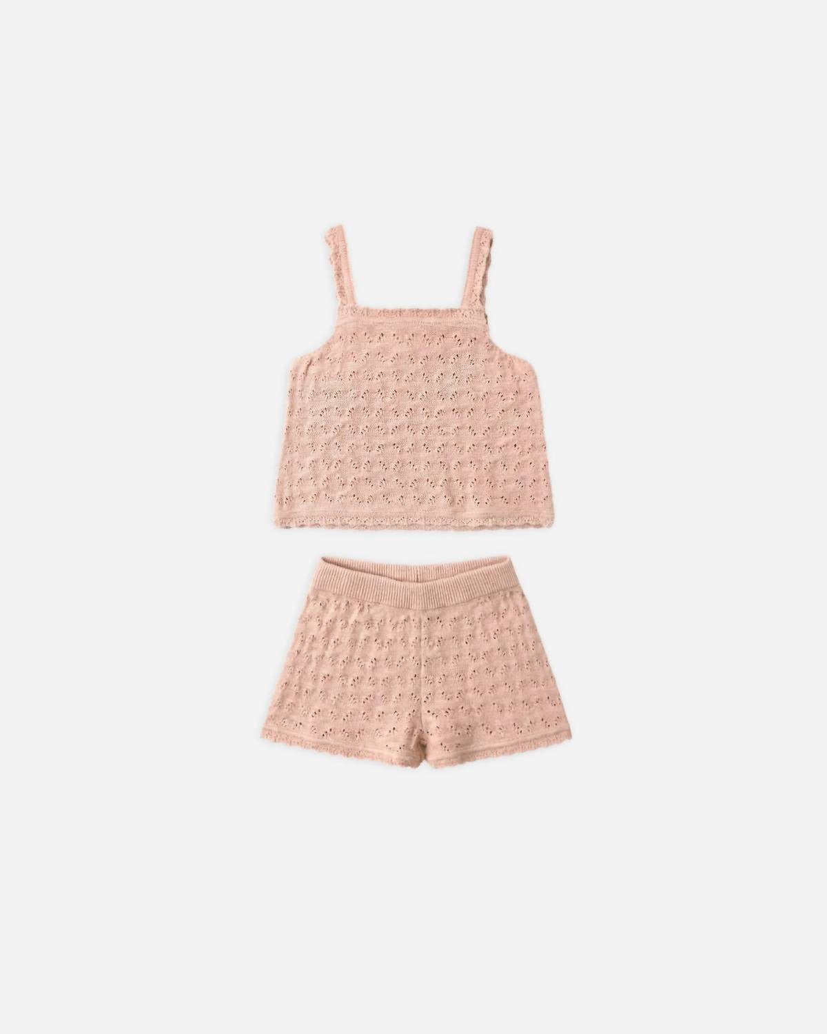 Quincy Mae - Girls Pointelle Knit Tank & Short Set