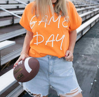 LE LIS Wake Up It's Gameday Rope Top in orange - women's t-shirt - detail view