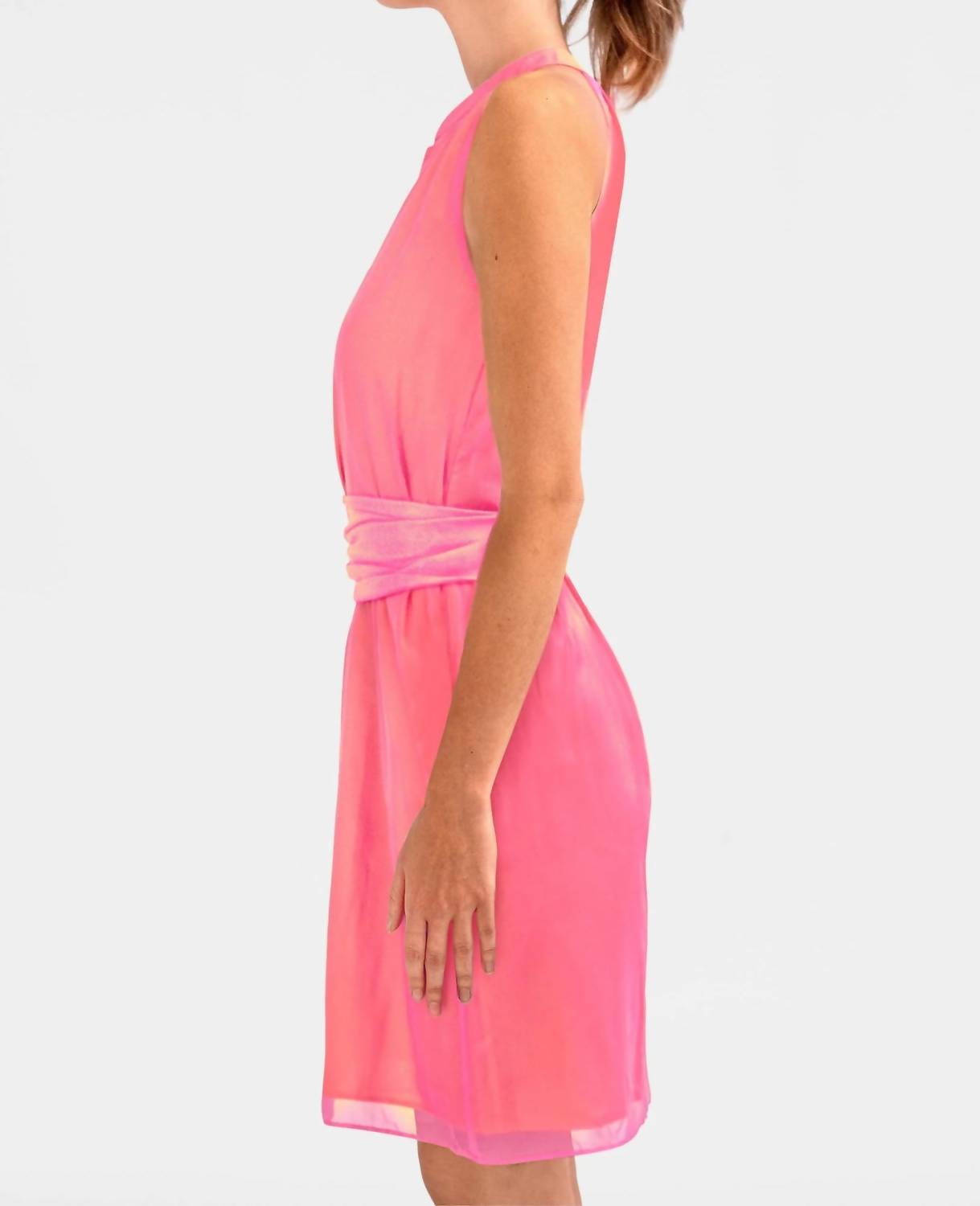 GRETCHEN SCOTT Sorbet Mini Dress in pink orange - women's dress - detail view