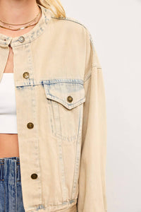 Mustard Seed - Banded Collar Denim Jacket