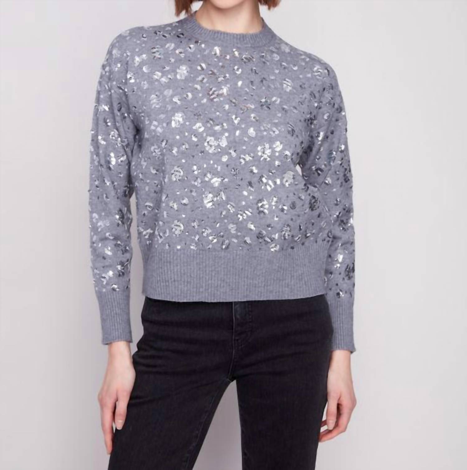 Charlie B - Sequined Crew Neck Sweater