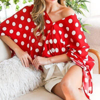 Vine & Love - Darla Polka Dot Tie Detail Blouse