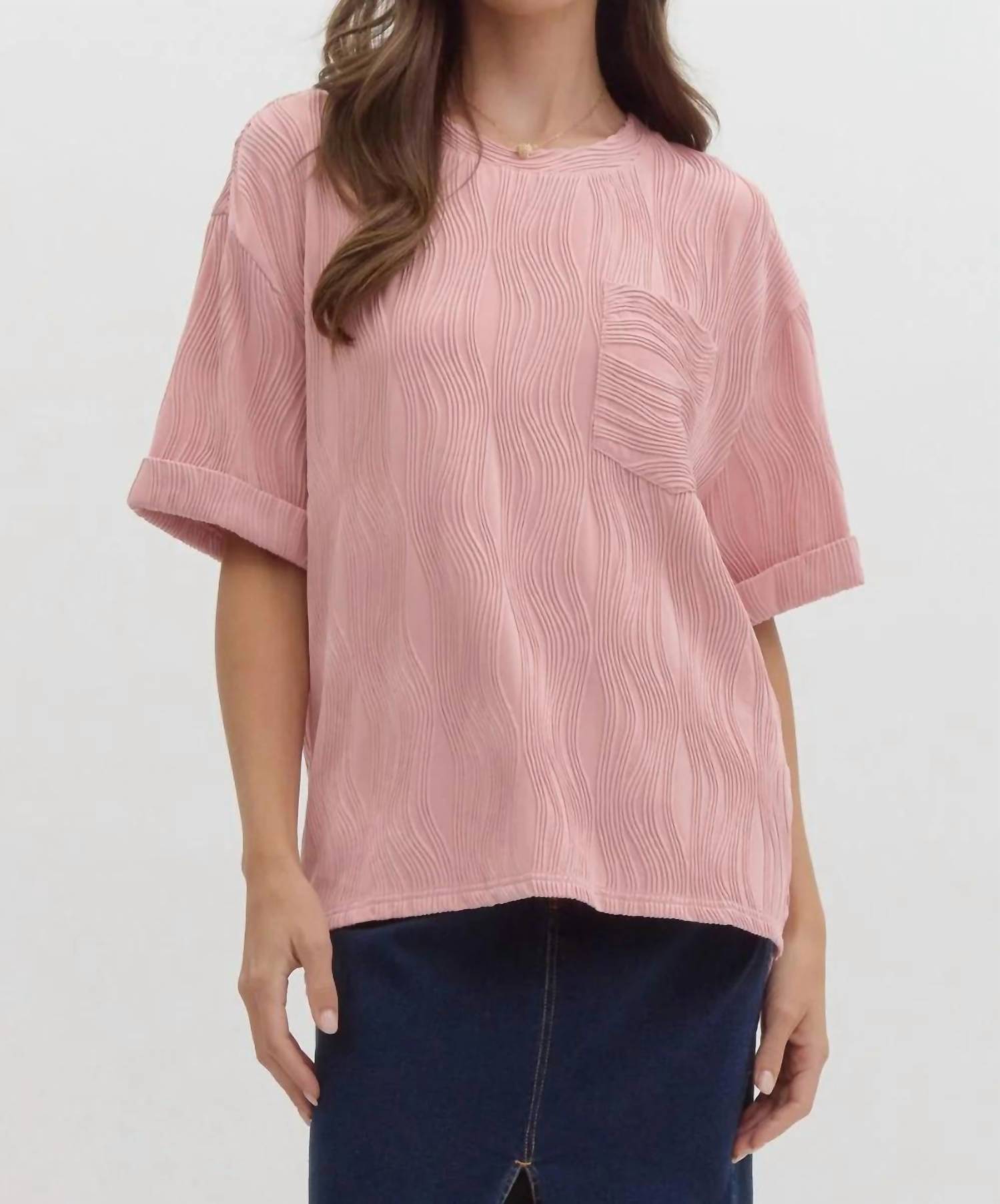 Entro - Wave Textured Short Sleeve Top