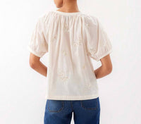 Karen Kane - Short Sleeve Embroidered Peasant Top
