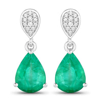 Diana M Jewels Women's Pear Natural Zambian Emerald Stud Earrings (2.28 Ct) - Classic Plus in 14k white gold - women's item