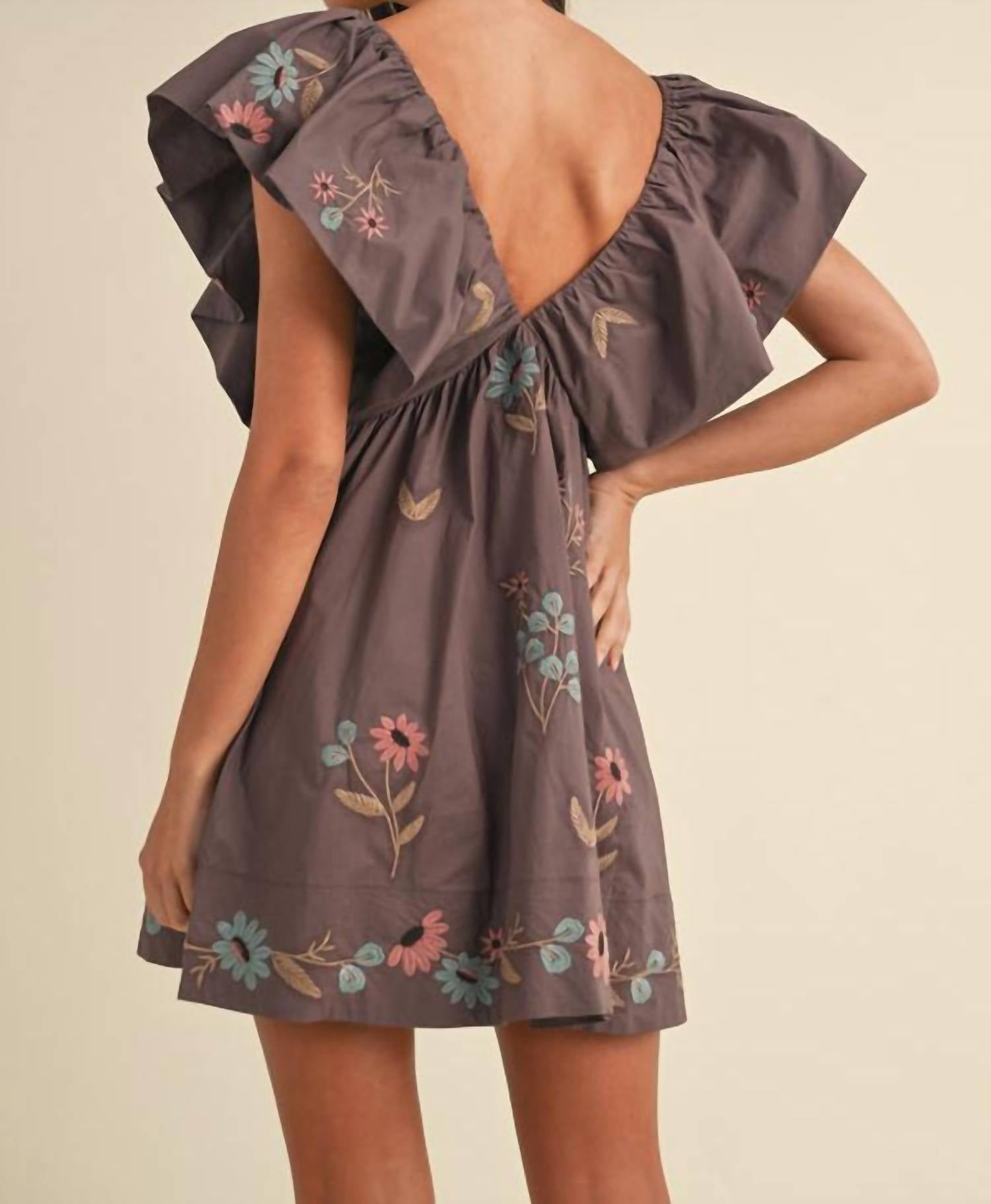 Mable - Galatea Bow Ruffle Sleeve Babydoll Mini Dress