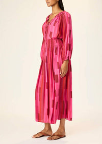 natalie martin Ashley Long Sleeve Top in sea glass silk pink - women's blouse - detail view