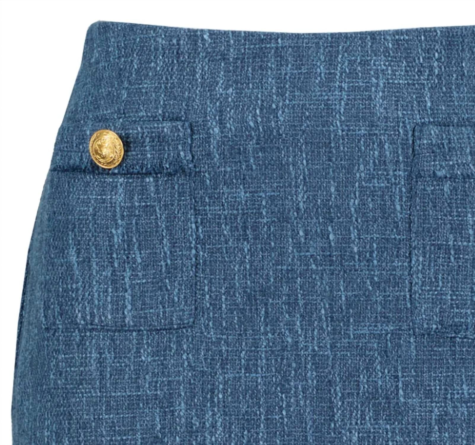 bishop + young Women's Tweed Skirt in blue - women's skirt - detail view