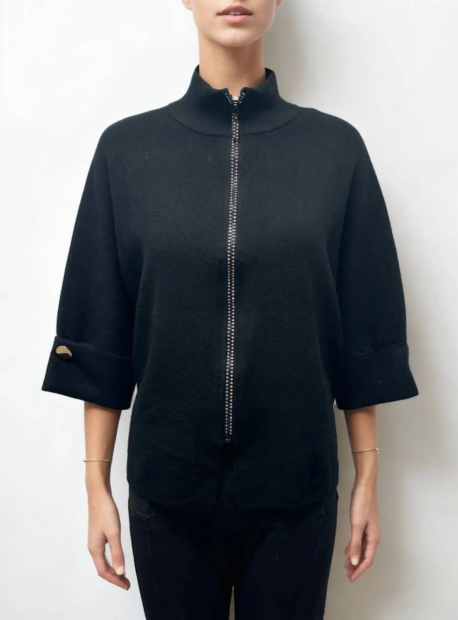 Metric Knits - Elbow Sleeve Mock Neck Cardigan