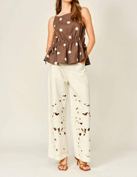 Aaron & Amber - Soft Touch Polka Dot Babydoll Waist Top